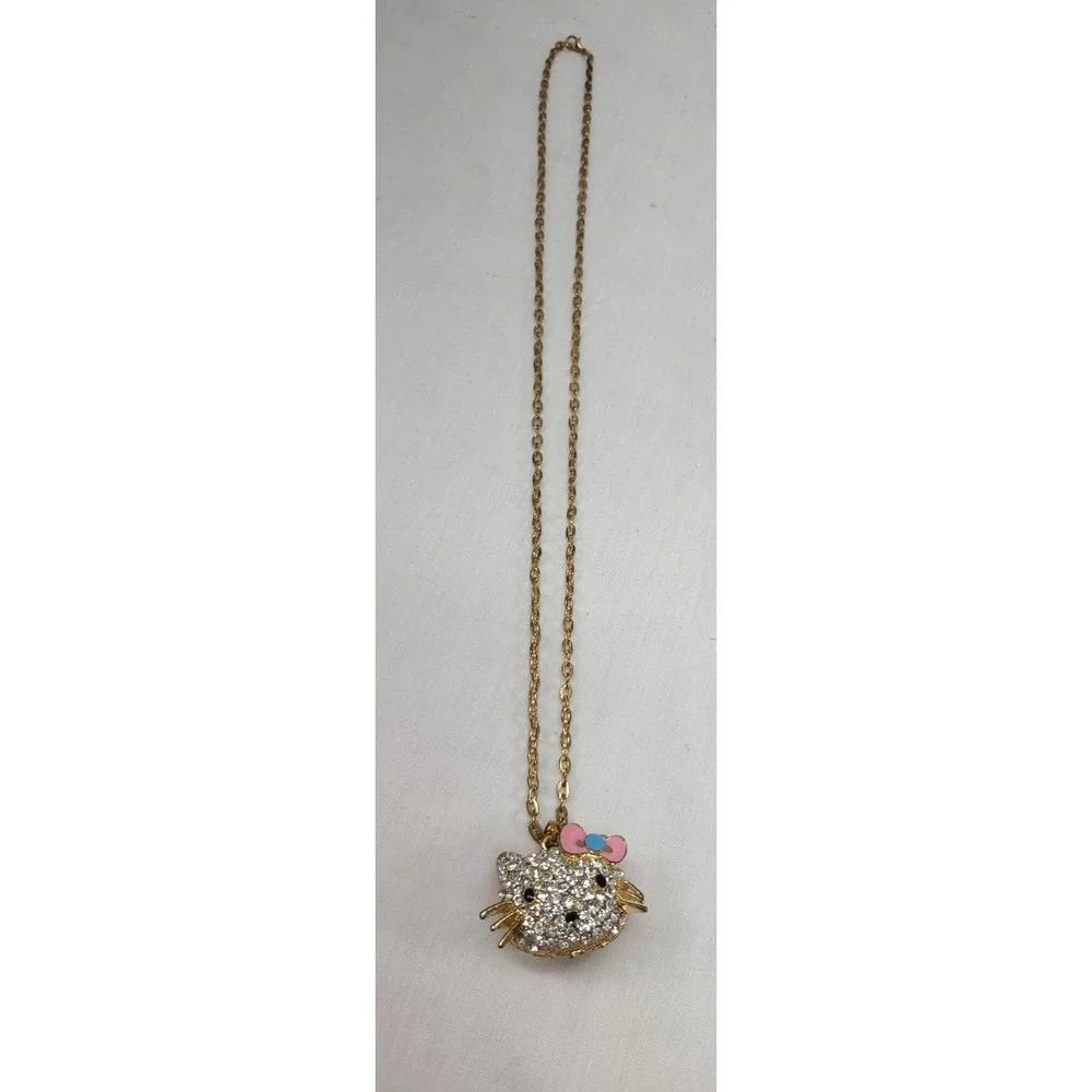 Sanrio Hello Kitty Pendant Rhinestone w Enamel Bow